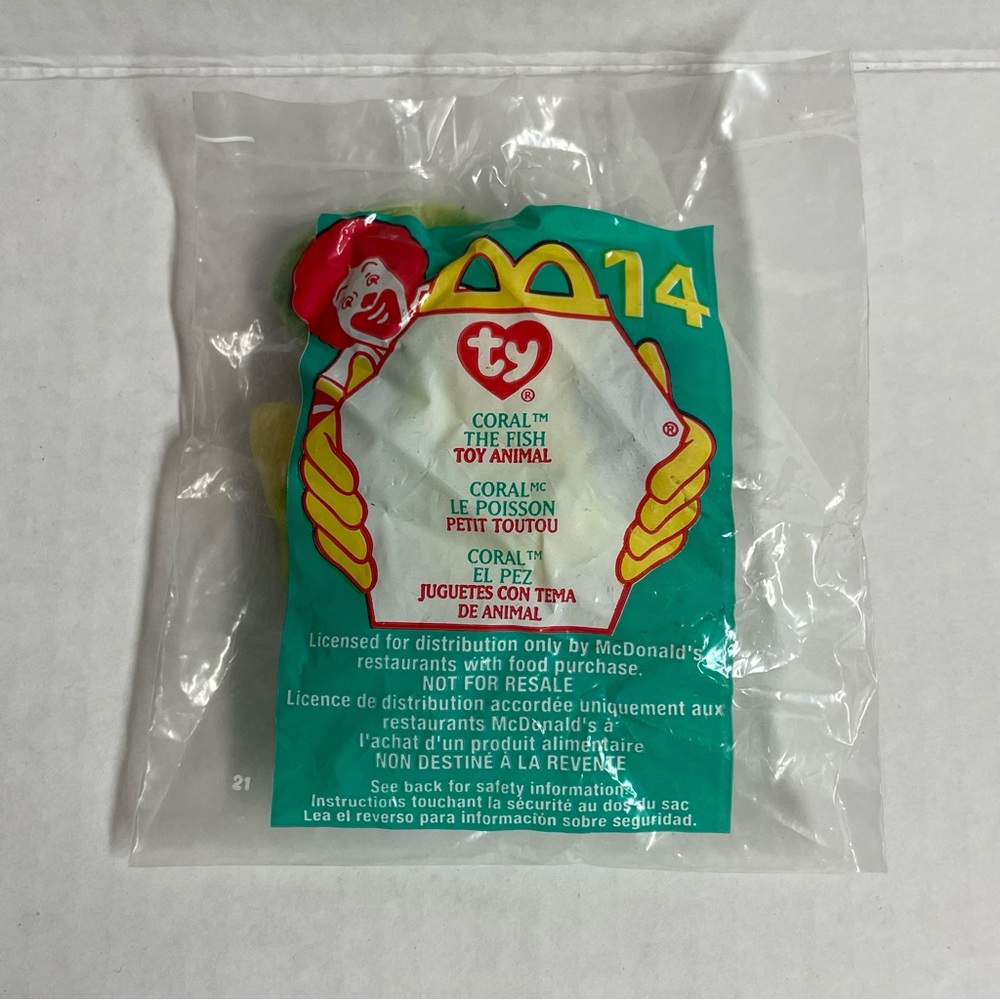 ♦️$3♦️Coral the fish - Ty teenie beanie baby miniature plush toy from McDonald’s